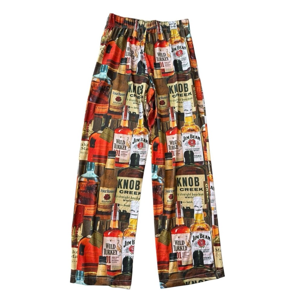 Brief Insanity Bourbon Whiskey Bottle Print Novelty Lounge Pants Men's M NWT